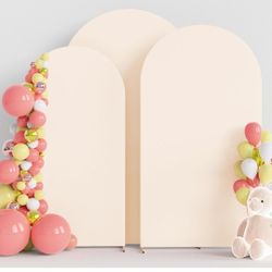 3Weddin Arch Backdrop Cover 7.2FT, 6FT Spandex Fitted Wedding Arch Stand Covers 2 Set Round Top Chiara Backdrop Stands Cover for Birthday Party Ceremo