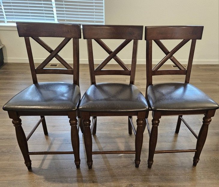 Dark Wood Bar Stools (3 Total)