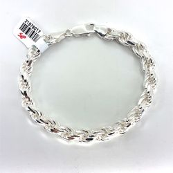 925 Sterling Silver 8” Rope Bracelet 32.00g 7mm 21978017