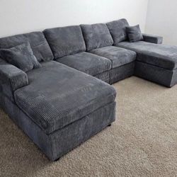 ✅$399 No Tax U Shape Sectional Sofa Dark Gray Brand New