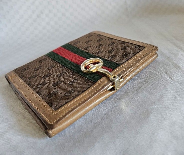 Authentic Gucci Brown Metallic Gold Designer Bifold Wallet (LIMITED EDITION)