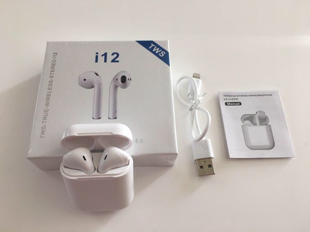 i12 TWS Bluetooth 5.0 Earphones Headphones Earbuds Touch Sealed White Color