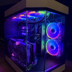 White Tempered glass Gaming and Streaming PC with i9 14900k and rtx 4070 ti