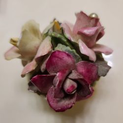 Staffordshire Crown England Bone China 
Flower Bouquet Yellow, Pink & Rose Thorley.