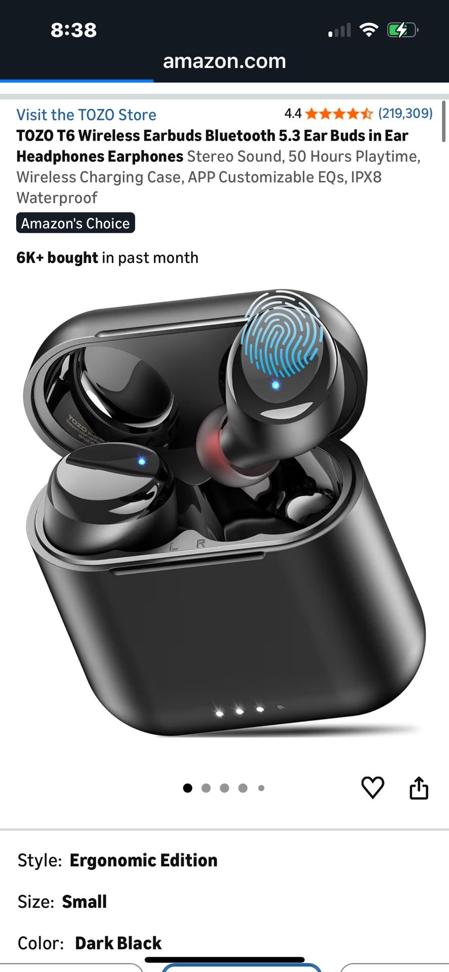 T6 Wireless Earbuds Bluetooth 5.3 Ear Buds in Ear
