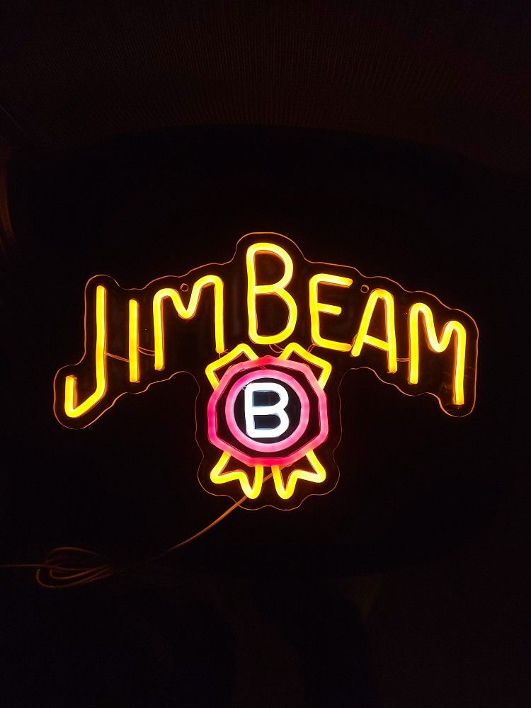 JIM BEAM LED LIGHT SIGN. 16" X 11". 6 FT. USB CORD. NEW. PICKUP ONLY
