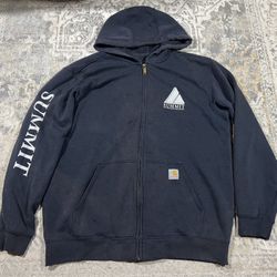 Carhartt Loose Fit Blue Full Zip Hooded Sweatshirt Size L Summit CONTRACTING GROUP, Inc    