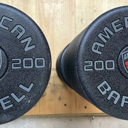 Dumbbells  200 Lb American  Barbell / Rubber Coated / Pair 