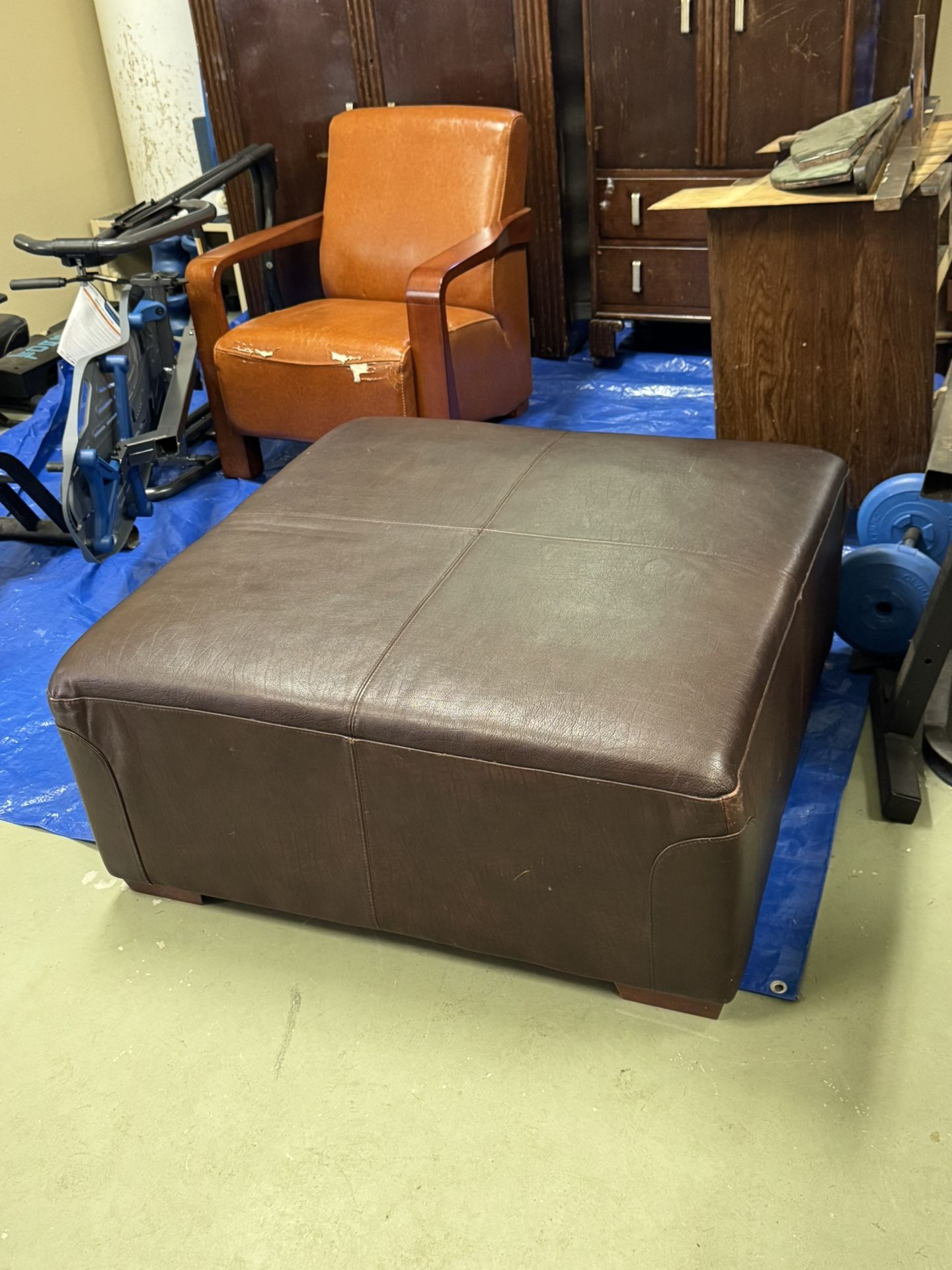 Large Leather, Oversized Ottoman