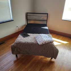 2 Twin Frames 100$ and 2 White Matresses 100$