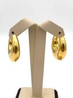 18K YELLOW GOLD WIDE OVAL HOOP EARRINGS 11.20G USED