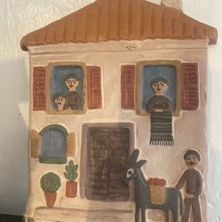 Vintage clay hand painted wall hanging