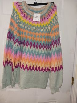 Knit Sweater: Multicolored Petal Dew Size L Oversized 