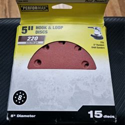 Performax 220 Grit, 8-Hole Hook & Loop Sanding Disc 5", 13 Disc Pack