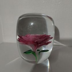 VINTAGE FLORAL ART GLASS PAPERWEIGHT 4"×3" - V81