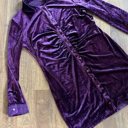 Purple Dress Velour Long Sleeve Brand New 