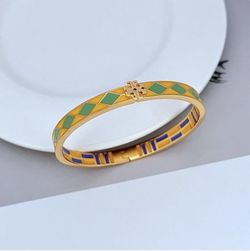 Tory Burch Bracelet Green And Yellow With Gold