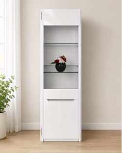White Mirrored Display & Storage Cabinet – $99.99