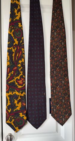 3 Mens Designer Paisley Neckties Façonnable Tie Bundle
