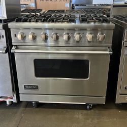 Viking 36”Wide Dual Fuel Range Stove In Stainless Steel 