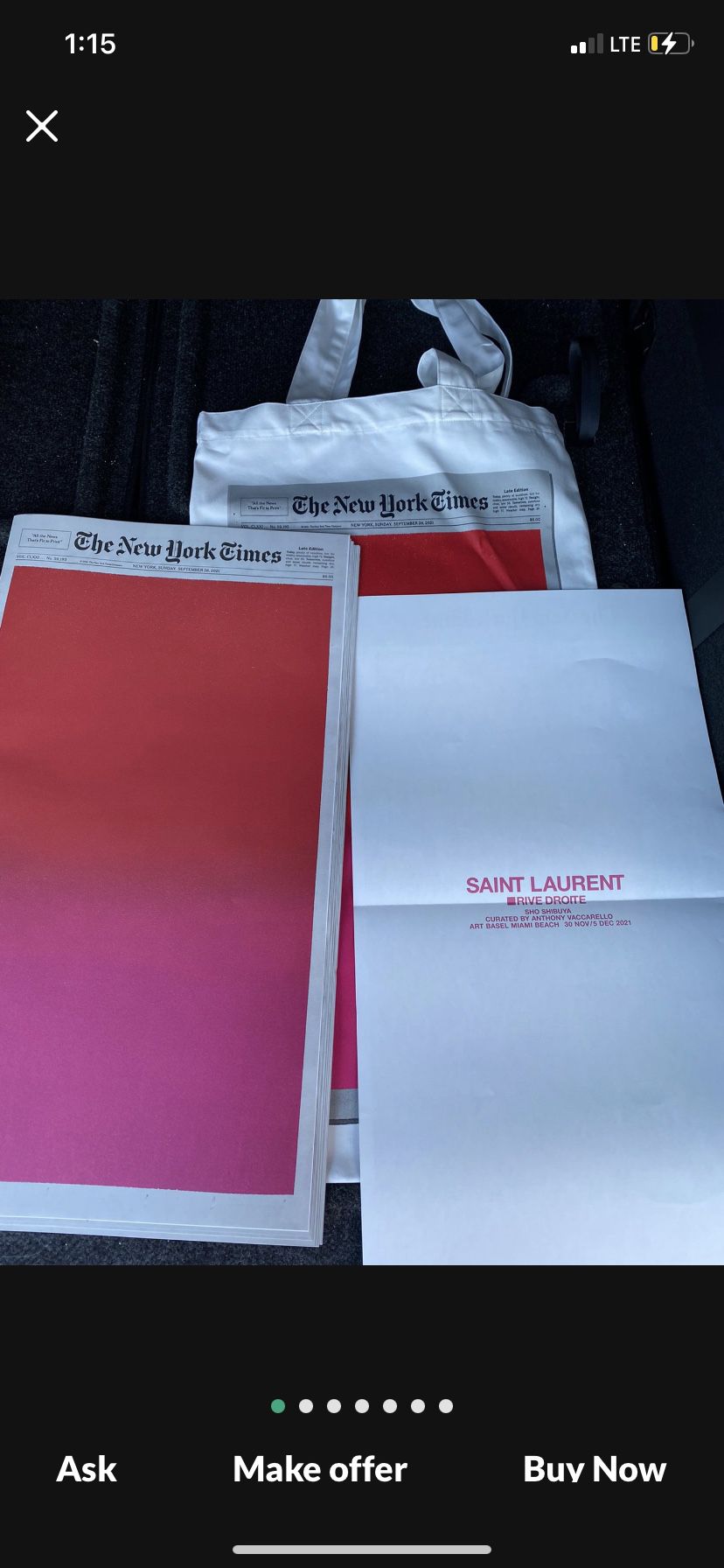 Full Set Of Saint Laurent Tote bag and Newspaper  ASho Shibuya x Saint Laurent Art Basel 2021