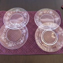 4 Vintage 7 Inch Glass Dessert for Your Celebration Table: Salad Plates Perfect For Holidays.