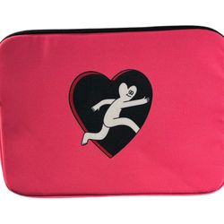 Laptop Computer Sleeve 15” “Fall In Love” Theme Pink Heart Zipper Cartoon NWT