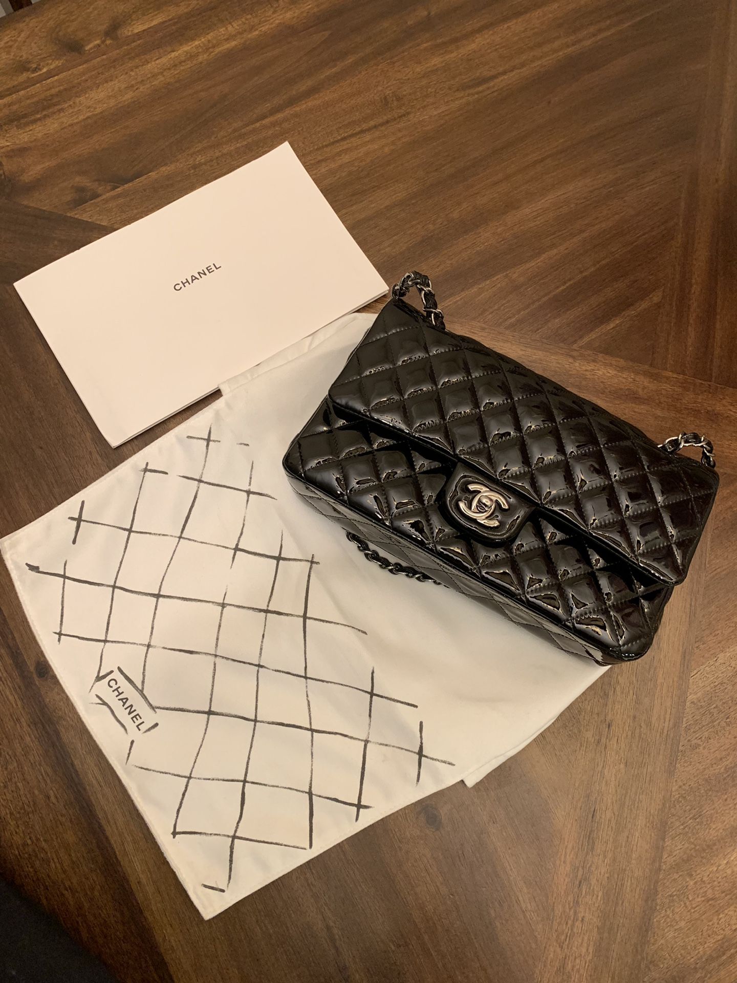 Chanel 2.55 CF Shoulder Bag satchel black Patton
