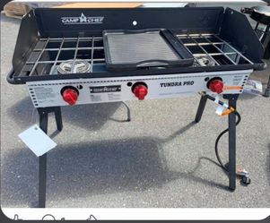 BRAND NEW STOVE WITH 3 BURNERS AND FOLDABLE LEGS GRIDDLE IS INCLUIDED