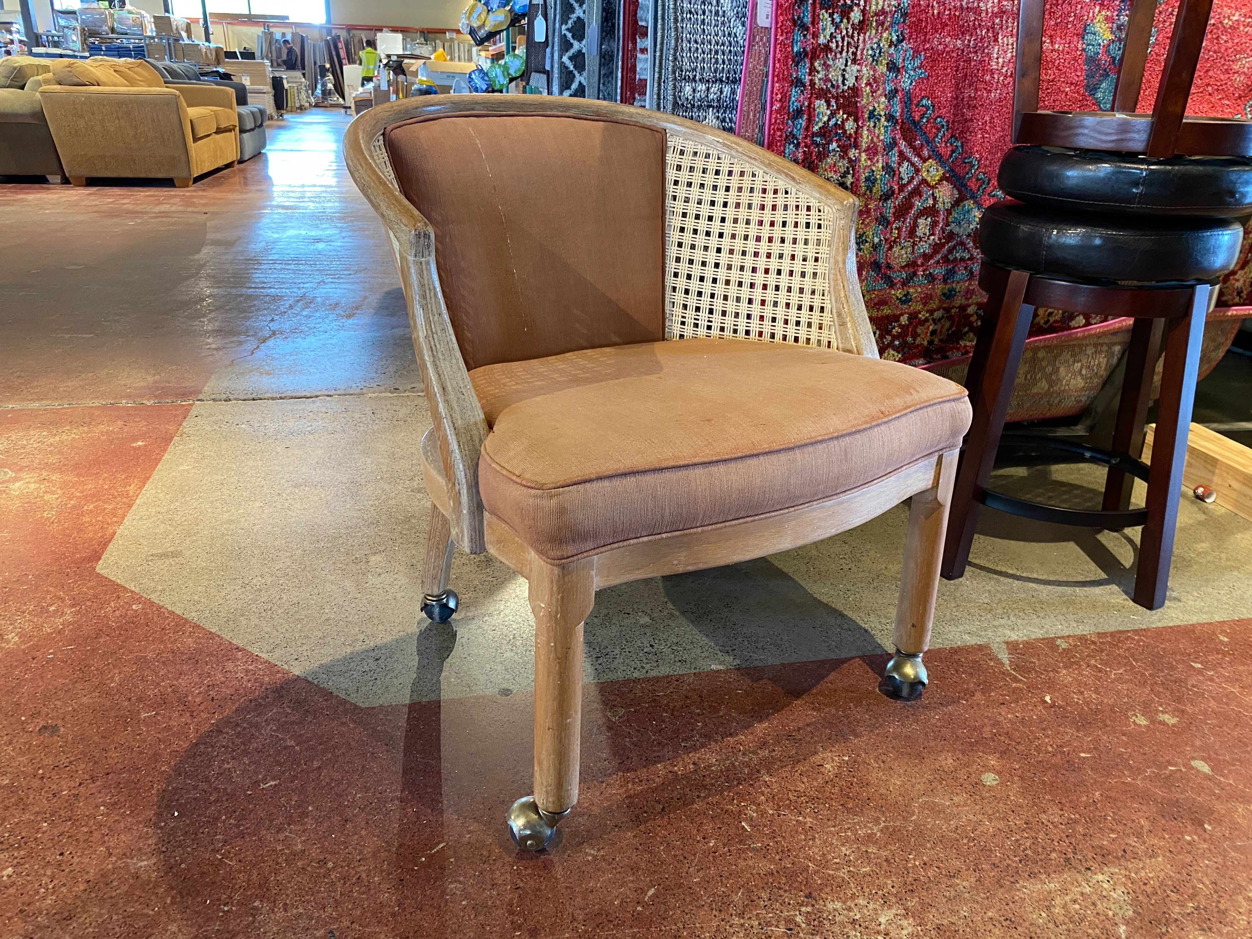 Old School Rattan Side Rolling Dining Chair