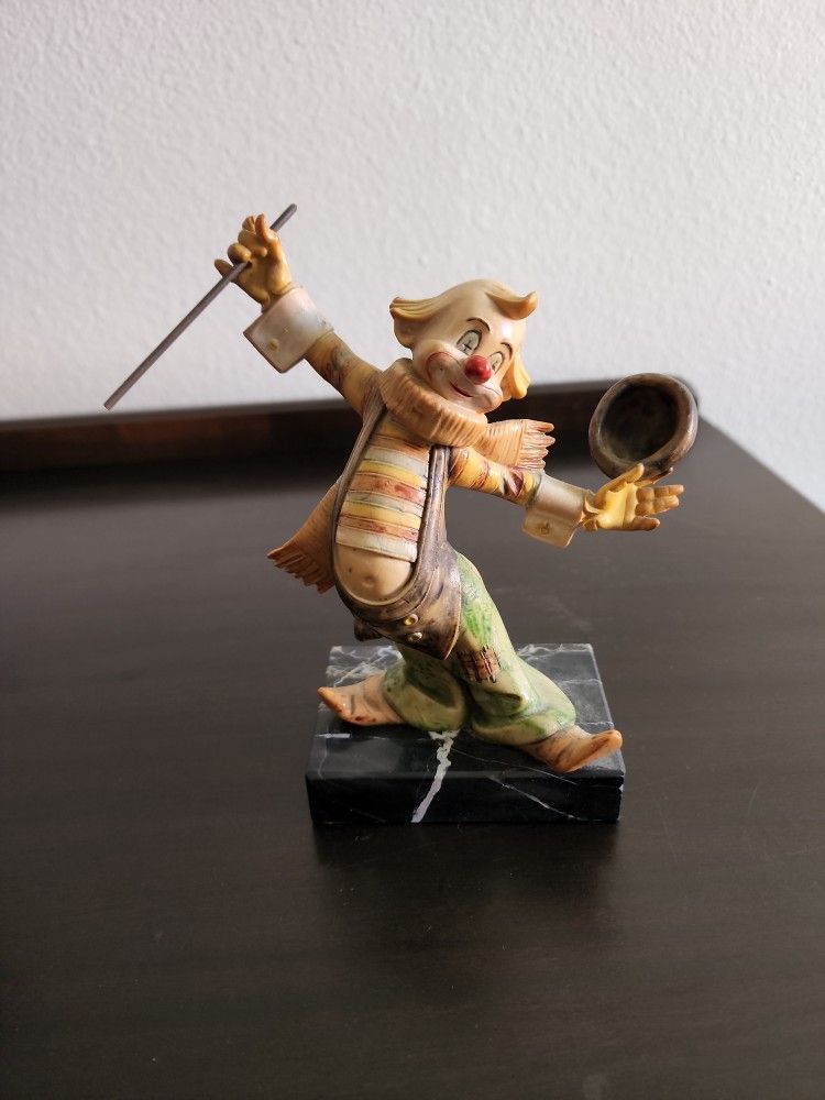 Simonelli Hobo Clown Figurine on Carrara Marble Base Depose Italy #954 6.5"H x 6W