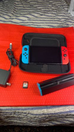 Nintendo switch 1 with base, case,charger and game