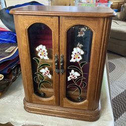 Vintage Fine Wood Jewelry Armoire 