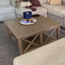 ✨ 36” Square Wood Coffee Table – Rustic Modern Style 