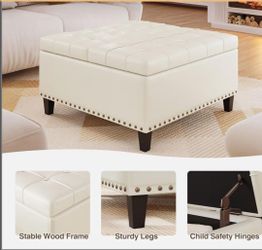 New faux leather ottoman.