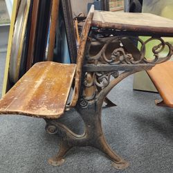 Antique School Desks with Cast Iron Frames — 1900s