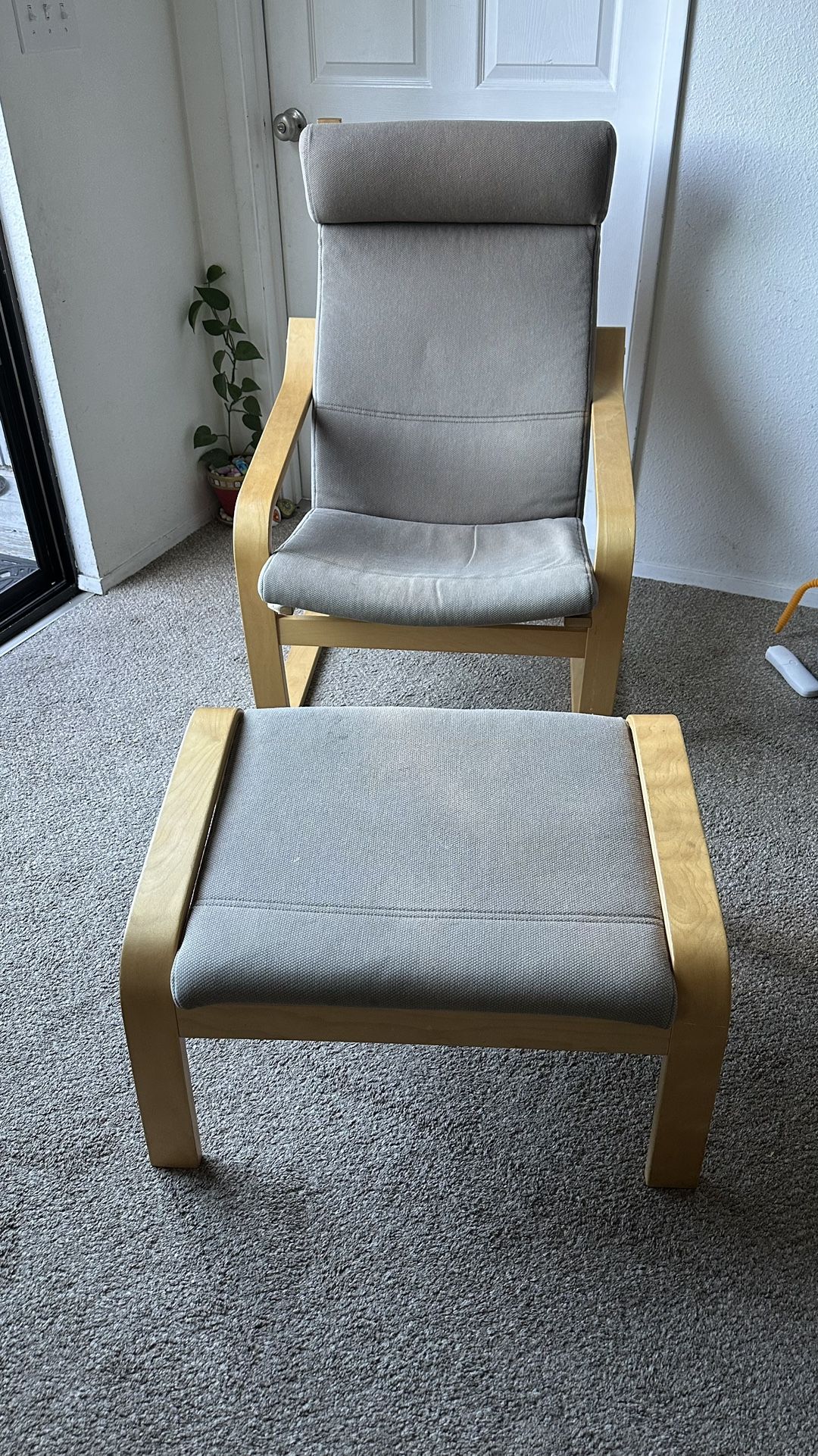 IKEA Poang Chair and Ottoman