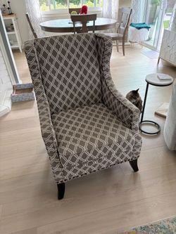 Pier 1 Wingback Accent Chair – Gray Pattern