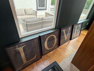 You’ll LOVE this Artwork ! 4-Piece Framed “LOVE” Wall Art Set – 25” x 25” Each