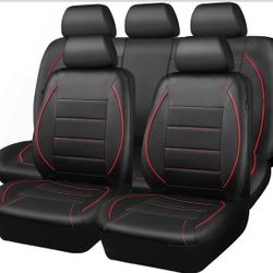 CAR PASS Piping PU Leather Car Seat Cover,Inside Zipper Design and Reserved Opening Holes Airbag Compatible,Universal FIT for Car, SUVs,Van,Trucks,Ful