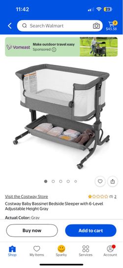 Costway Baby Bassinet Bedside Sleeper Gray