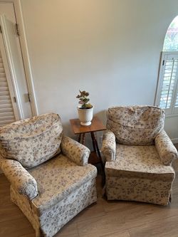 Pair of Floral Skirted Rocking Chairs