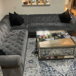 3piece Grey Suede Couch Good Condition   