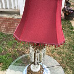 Antique Lamp Red Cristal Drops Beautiful Pick Up Sylmar