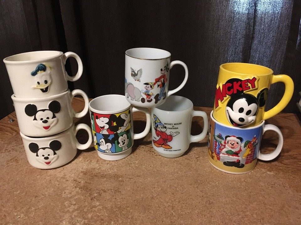 Lot Of A Disney Mickey Mouse Donald Duck Coffee Mug/Cups Pepsi Fantasia Musical 3D Christmas