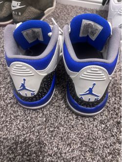 Blue & White Jordan 3s Size 4.5