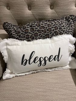 Blessed and leopard print pillow set