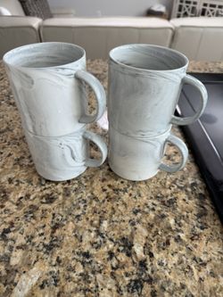 Set A For Marbled, Gray, And White Mugs