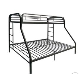 Metal bunk bed and twin mattress