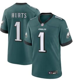 New! Men's Philadelphia Eagles Jalen Hurts Nike Midnight Green Team Game Jersey XL